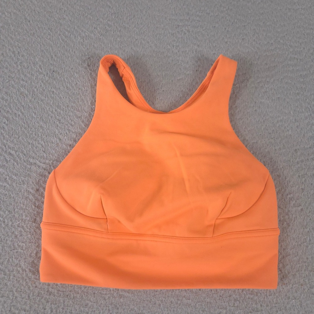 Lululemon Bra Womens 6 Orange Wunder Train Long-Line High Neck Everlux Racerback
